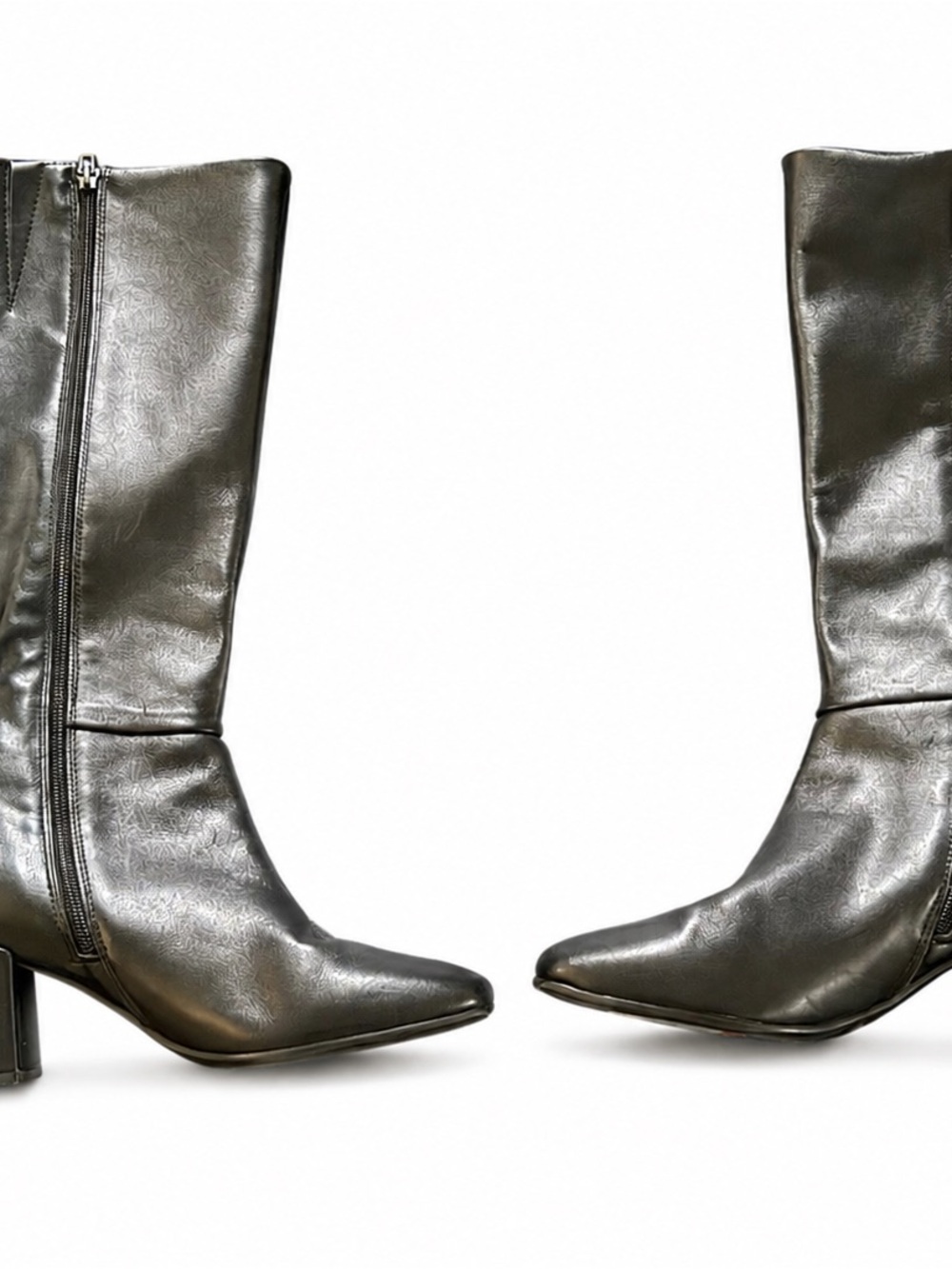 Easy Spirit Black Leather Knee High Boots Women’s 9M Block Heel Zip
